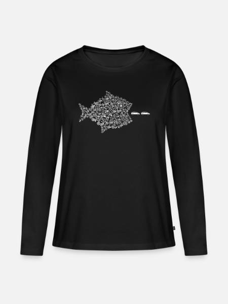 Fahrrad Fisch Frisst Auto PKW Klimaschutz Rennrad - Frauen Premium Bio Langarmshirt - Schwarz