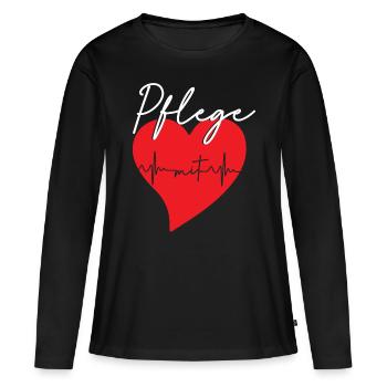 Pflege - Frauen Premium Bio Langarmshirt - Schwarz - Vorne - Julia (174cm)