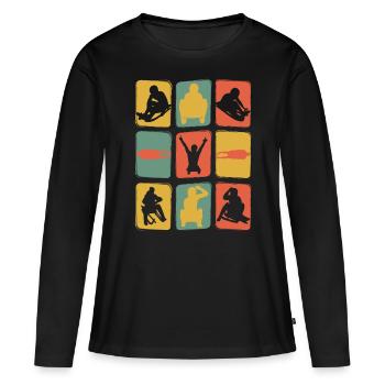 Tobogganing SledGe Retro Vintage - Women's Premium Organic Long Sleeve Shirt - black - Front - Julia (174cm)