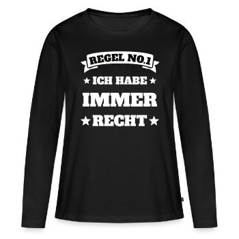ich habe immer recht - Frauen Premium Bio Langarmshirt - Schwarz - Vorne - Julia (174cm)