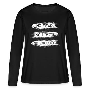 No fear No limits No excuses - Frauen Premium Bio Langarmshirt - Schwarz - Vorne - Julia (174cm)