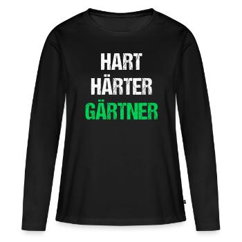Hart Härter Gärtner - Frauen Premium Bio Langarmshirt - Schwarz - Vorne - Julia (174cm)