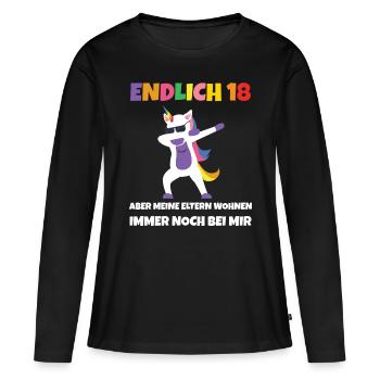 Endlich 18 - Frauen Premium Bio Langarmshirt - Schwarz - Vorne - Julia (174cm)