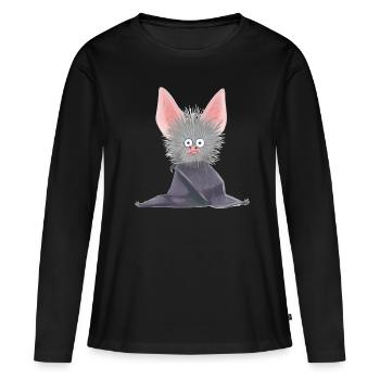 Fledermaus Nachtschwärmer Blutsauger Wildtier Baby - Frauen Premium Bio Langarmshirt - Schwarz - Vorne - Julia (174cm)