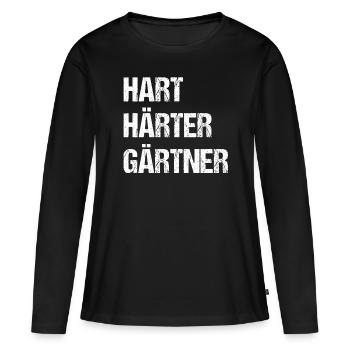 Hart Härter Gärtner - Frauen Premium Bio Langarmshirt - Schwarz - Vorne - Julia (174cm)