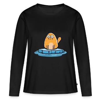 Katze Winterzeit Kalt Frost Xmas - Frauen Premium Bio Langarmshirt - Schwarz - Vorne - Julia (174cm)