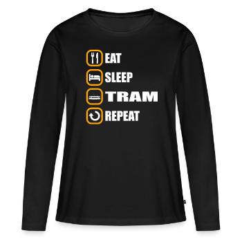 Tram Eat Sleep Repeat - T-shirt manches longues Premium bio Femme - noir - Devant - Julia (174cm)