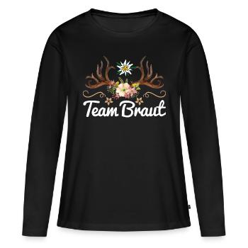 Team Braut JGA Junggesellinnenabschied Hirsch - Frauen Premium Bio Langarmshirt - Schwarz - Vorne - Julia (174cm)