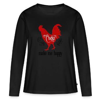 Bites me faire plaisir drôle érotique ironique - T-shirt manches longues Premium bio Femme - noir - Devant - Julia (174cm)