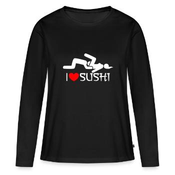 J'aime les sushis - T-shirt manches longues Premium bio Femme - noir - Devant - Julia (174cm)
