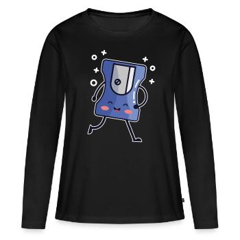 Taille-crayon mignon taille-crayon écolier - T-shirt manches longues Premium bio Femme - noir - Devant - Julia (174cm)