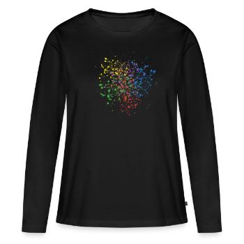 Tache de couleur - T-shirt manches longues Premium bio Femme - noir - Devant - Julia (174cm)