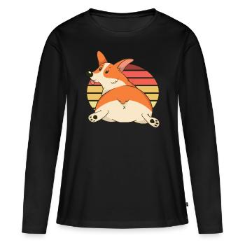 Corgi Hintern - Frauen Premium Bio Langarmshirt - Schwarz - Vorne - Julia (174cm)