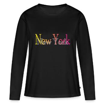 New York - T-shirt manches longues Premium bio Femme - noir - Devant - Julia (174cm)