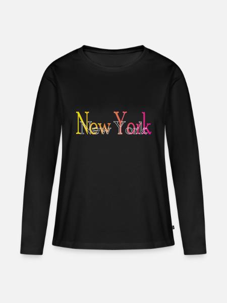 New York - Frauen Premium Bio Langarmshirt - Schwarz