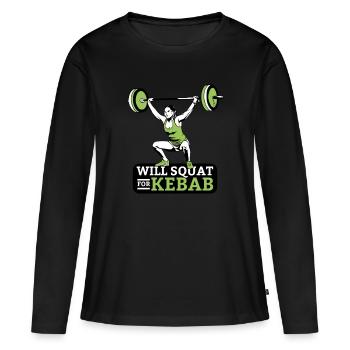 wants squat for kebab - Women's Premium Organic Long Sleeve Shirt - black - Front - Julia (174cm)