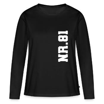 Number 81 NR. 81 - Frauen Premium Bio Langarmshirt - Schwarz - Vorne - Julia (174cm)
