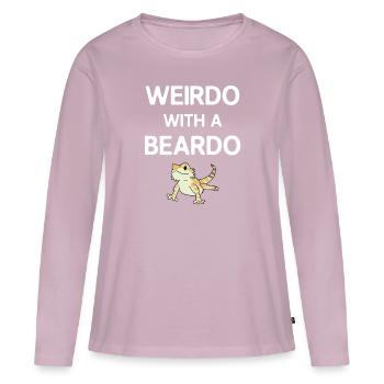 Weirdo avec un Beardo, rétro dragon barbu vintage - T-shirt manches longues Premium bio Femme - rose poudré - Devant - Julia (174cm)