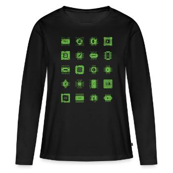 Microchips Mikrochip CPU Informatiker Hardware - Frauen Premium Bio Langarmshirt - Schwarz - Vorne - Julia (174cm)
