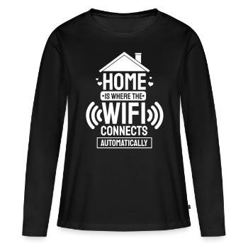 Wifi-Wireless-Internet-Nerd-Geschenk - Frauen Premium Bio Langarmshirt - Schwarz - Vorne - Julia (174cm)