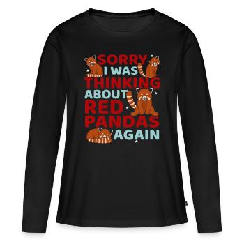 Amant de Panda rouge - T-shirt manches longues Premium bio Femme - noir - Devant - Julia (174cm)