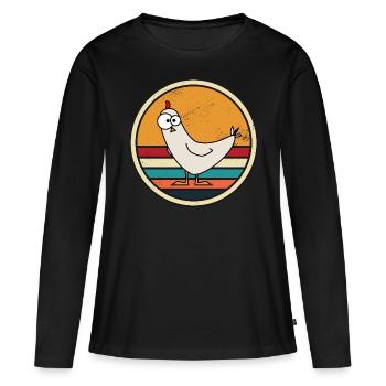 CRAZY CHICKEN - Frauen Premium Bio Langarmshirt - Schwarz - Vorne - Julia (174cm)