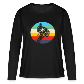 Motocross motocross moto vêtements de motocross - T-shirt manches longues Premium bio Femme - noir - Devant - Julia (174cm)