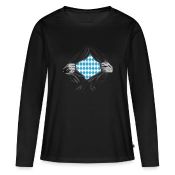 Bayern Wappen stolzer Bayer Blauweiß Bayern Karo - T-shirt manches longues Premium bio Femme - noir - Devant - Julia (174cm)