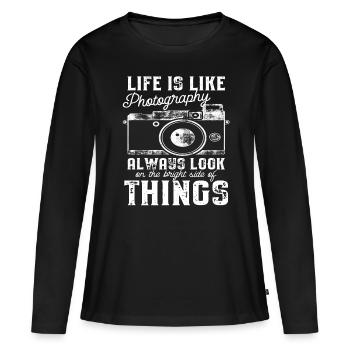 analoge fotografie, - Frauen Premium Bio Langarmshirt - Schwarz - Vorne - Julia (174cm)