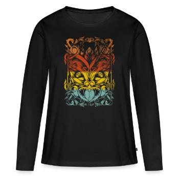 Aztèques maoris - T-shirt manches longues Premium bio Femme - noir - Devant - Julia (174cm)