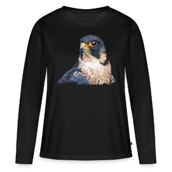 faucon pèlerin - T-shirt manches longues Premium bio Femme - noir - Devant - Julia (174cm)