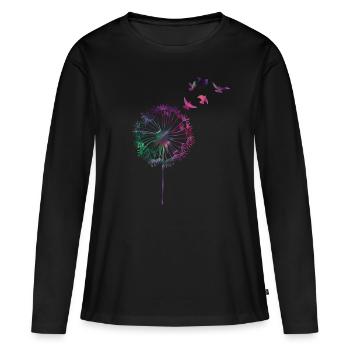 Pissenlit pissenlit été pissenlit - T-shirt manches longues Premium bio Femme - noir - Devant - Julia (174cm)