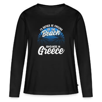 Grèce - T-shirt manches longues Premium bio Femme - noir - Devant - Julia (174cm)