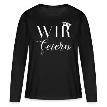 Braut - JGA - Wir feiern - Wedding - Bride - Frauen Premium Bio Langarmshirt - Schwarz - Vorne - Julia (174cm)