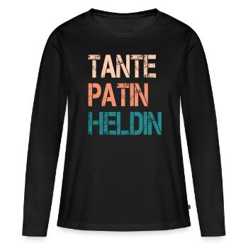 Tante Patin Heldin - Frauen Premium Bio Langarmshirt - Schwarz - Vorne - Julia (174cm)