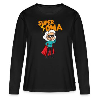 Super-Oma Geschenk Omi Großeltern Beste Oma - Frauen Premium Bio Langarmshirt - Schwarz - Vorne - Julia (174cm)