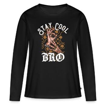 Stay Cool Bro - T-shirt manches longues Premium bio Femme - noir - Devant - Julia (174cm)