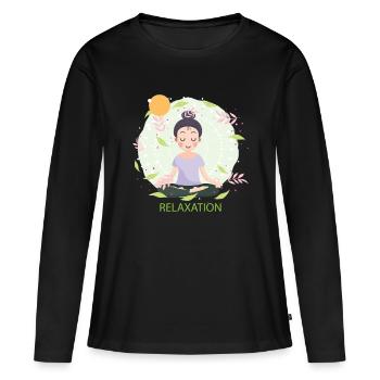 Relaxation - T-shirt manches longues Premium bio Femme - noir - Devant - Julia (174cm)