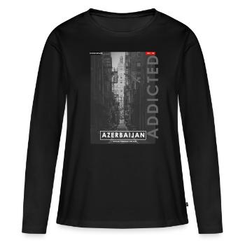 Azerbaïdjan - T-shirt manches longues Premium bio Femme - noir - Devant - Julia (174cm)