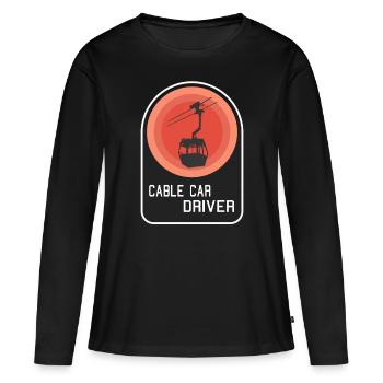 Idée actuelle de téléphérique en détresse - T-shirt manches longues Premium bio Femme - noir - Devant - Julia (174cm)