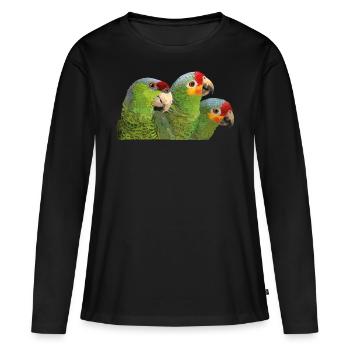 Rotfrontiger Amazonas und lila gekrönter Papagei - Frauen Premium Bio Langarmshirt - Schwarz - Vorne - Julia (174cm)
