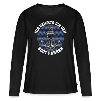 Boot - Frauen Premium Bio Langarmshirt - Schwarz - Vorne - Julia (174cm)