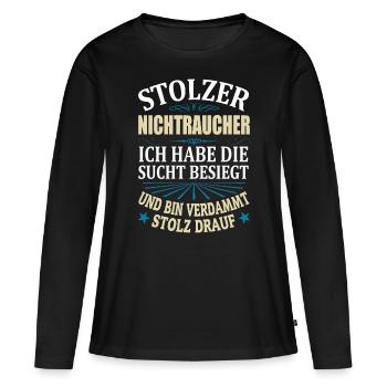 Stolzer Nichtraucher Spruch Männer Geschenk - Frauen Premium Bio Langarmshirt - Schwarz - Vorne - Julia (174cm)