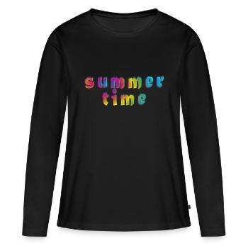 Summertime - heure d'été - T-shirt manches longues Premium bio Femme - noir - Devant - Julia (174cm)