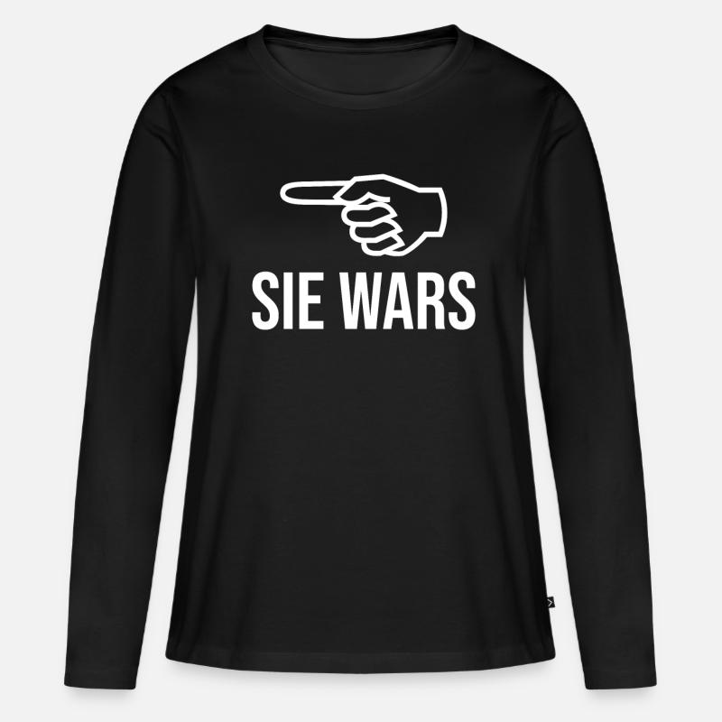 Sie wars - Frauen Premium Bio Langarmshirt - Schwarz