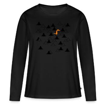 Wandernder Fuchs im Wald - Frauen Premium Bio Langarmshirt - Schwarz - Vorne - Julia (174cm)