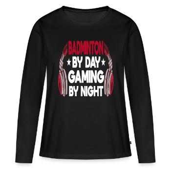 Badminton Gamer Videospiel Zocken Daddeln Geschenk - Frauen Premium Bio Langarmshirt - Schwarz - Vorne - Julia (174cm)