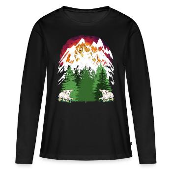Moutons Chèvres Alpage Montagnes Alpes Vacances Tannen Alm - T-shirt manches longues Premium bio Femme - noir - Devant - Julia (174cm)
