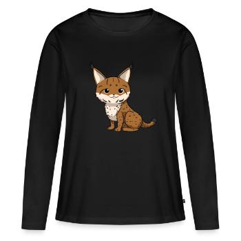 Luchs - Frauen Premium Bio Langarmshirt - Schwarz - Vorne - Julia (174cm)