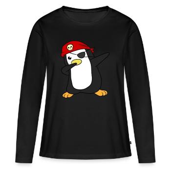 Pirate pingouin pirate - T-shirt manches longues Premium bio Femme - noir - Devant - Julia (174cm)